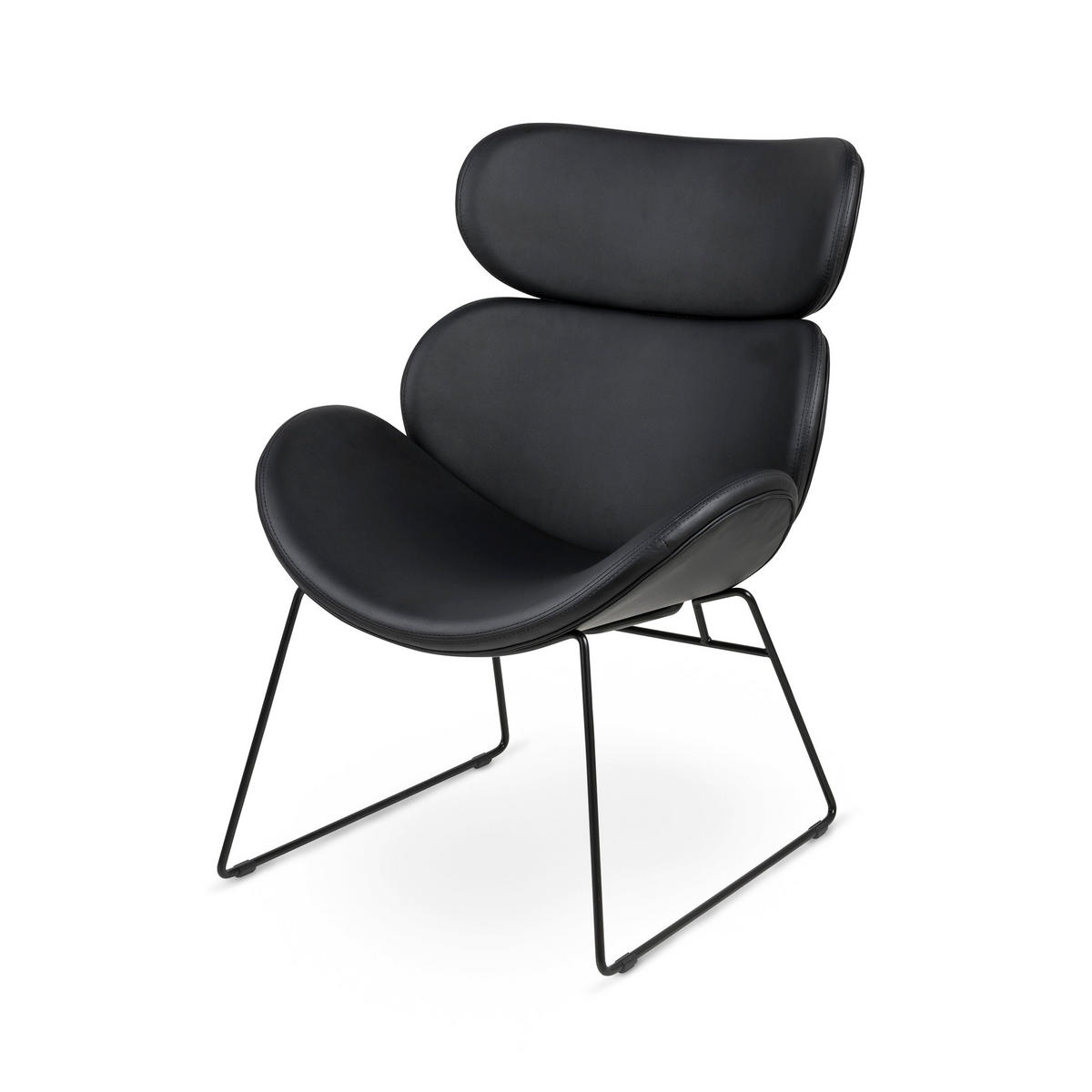 LOFTSESSEL Ferum Braun 69 × 78,5 × 90,5 cm - Schwarz, Metall (69/90.5/78.5cm) - Pillovely