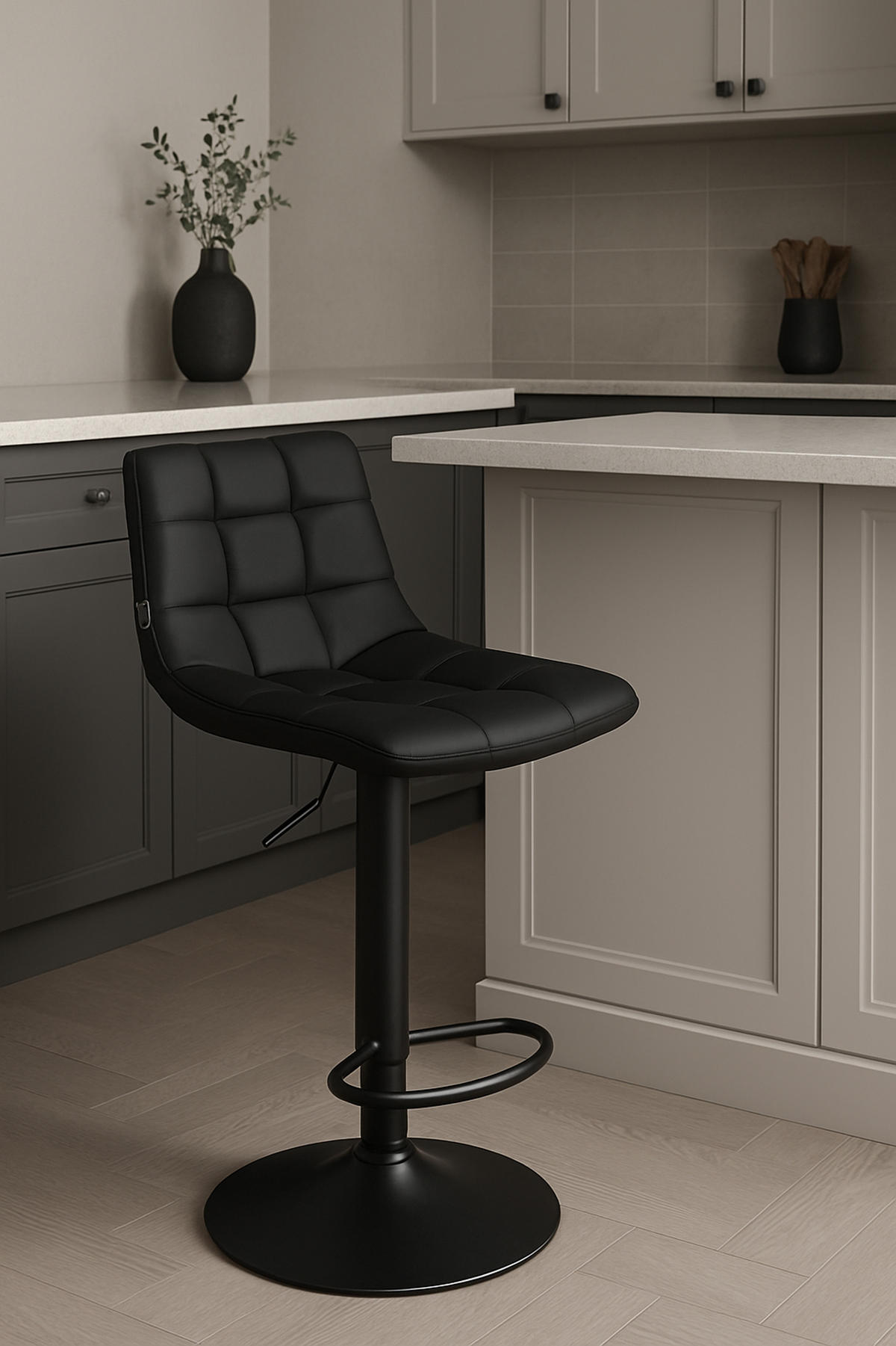 BARHOCKER James Kunstleder schwarz schwarz - Schwarz, Kunststoff/Metall (43/108.5/46.5cm) - TPFLiving