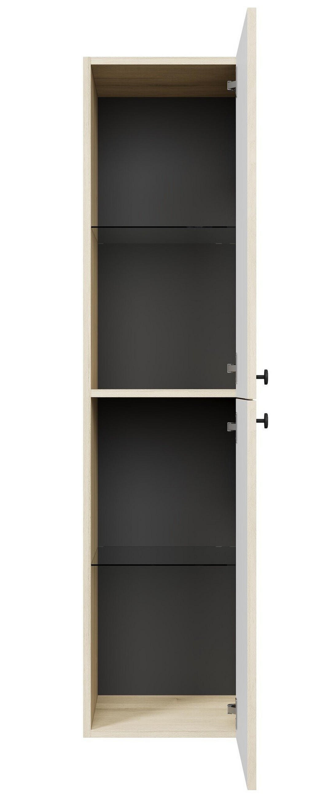 BADEZIMMERSCHRANK Saros mit 2 Türe Eiche Hell - 35 x 32 x 140 cm - Kastanienfarben/Eichefarben, Holz (35/140/32cm) - Badplaats