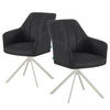 ESSZIMMERSTUHL THOMAS-VIVI 2er-Set 360°drehbar - Schwarz/Weiß, Textil/Metall (57/88/63cm) - DUBI Möbel
