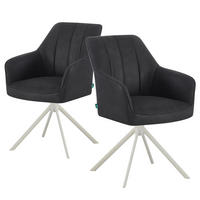 ESSZIMMERSTUHL THOMAS-VIVI 2er-Set 360°drehbar - Schwarz/Weiß, Textil/Metall (57/88/63cm) - DUBI Möbel