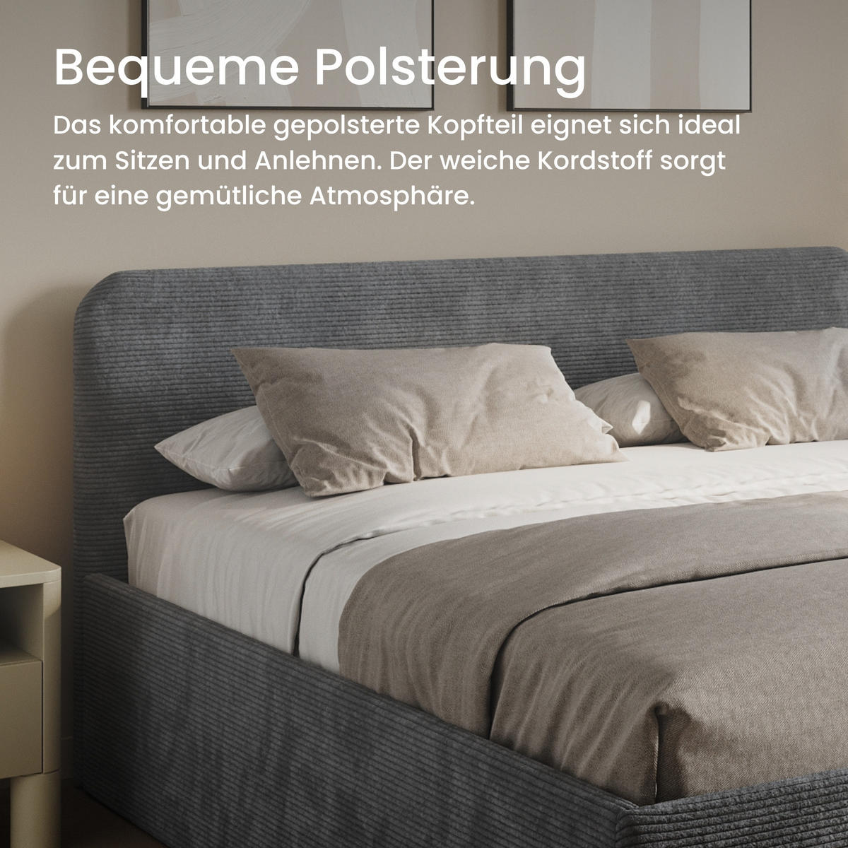 POSLTERBETT mit Kaltschaummatratze 180x200 cm in Anthrazit - Anthrazit, Holzwerkstoff/Textil (180/200cm) - Home Collective
