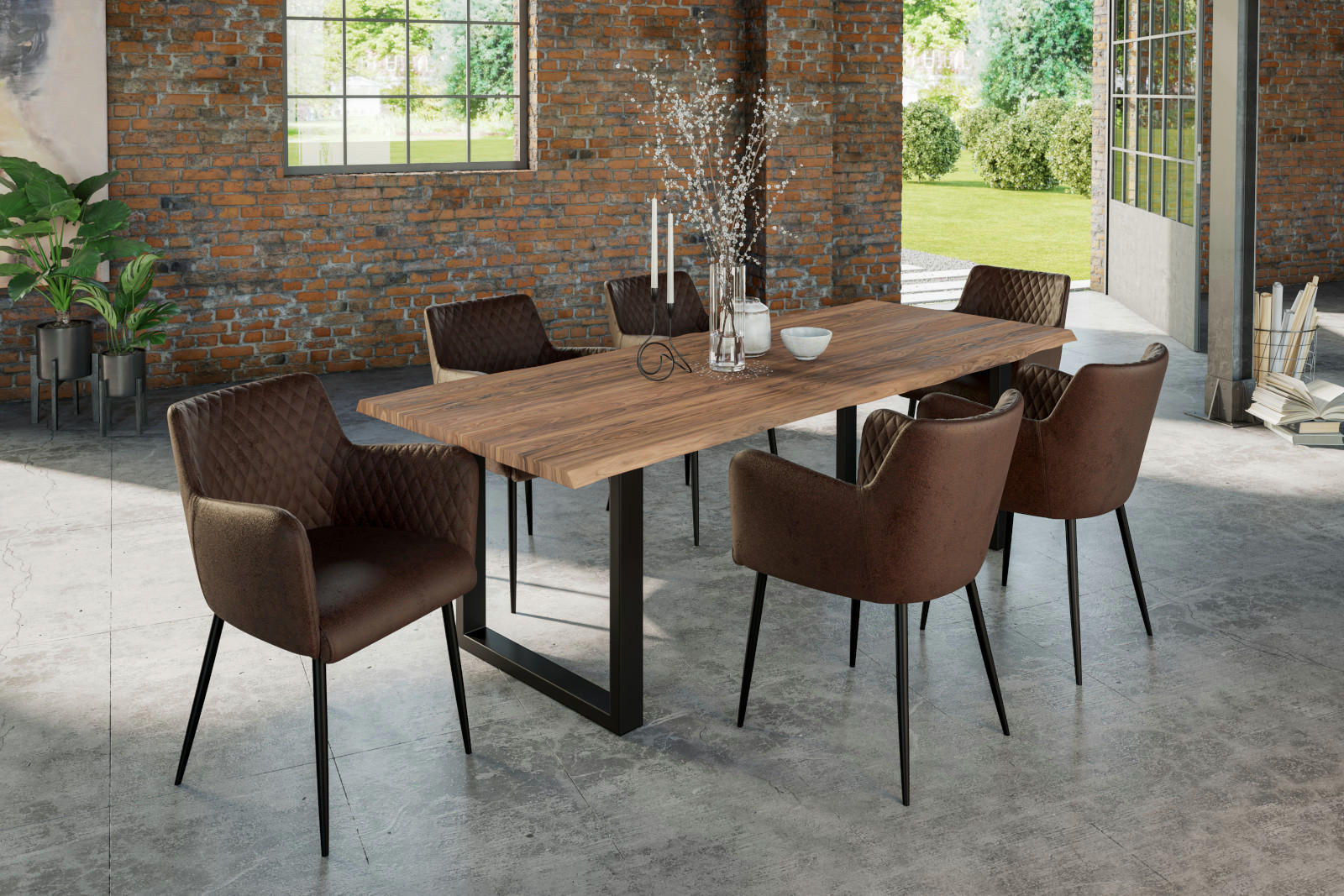 ESSTISCH LAUREN - Beige/Schwarz, Holz/Metall (100/240/77cm) - SAM