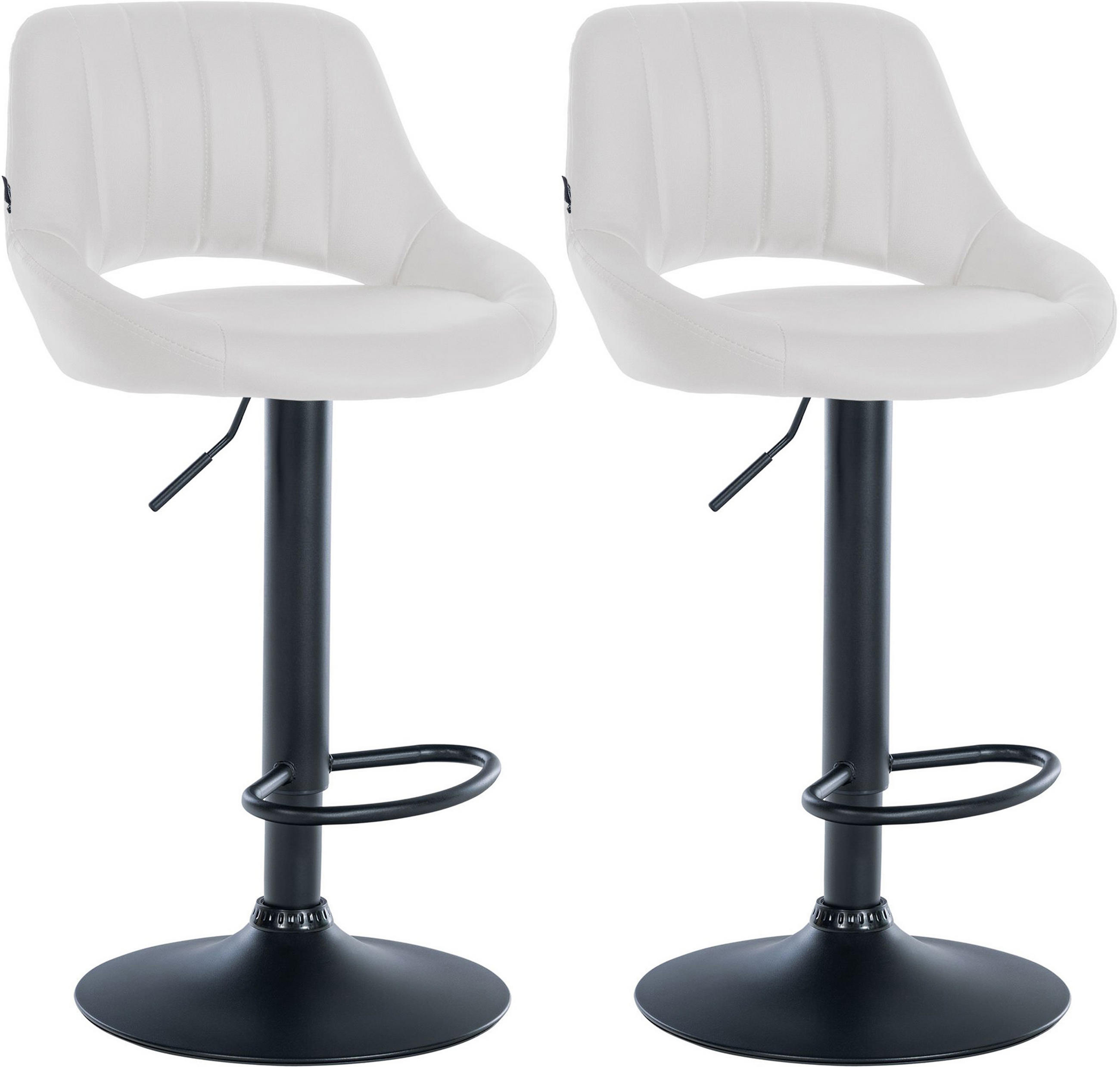 BARHOCKER 2er Set Milos Kunstleder B weiß - Schwarz/Weiß, Kunststoff/Metall (47/106/48cm) - TPFLiving
