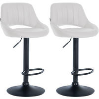BARHOCKER 2er Set Milos Kunstleder B weiß - Schwarz/Weiß, Kunststoff/Metall (47/106/48cm) - TPFLiving