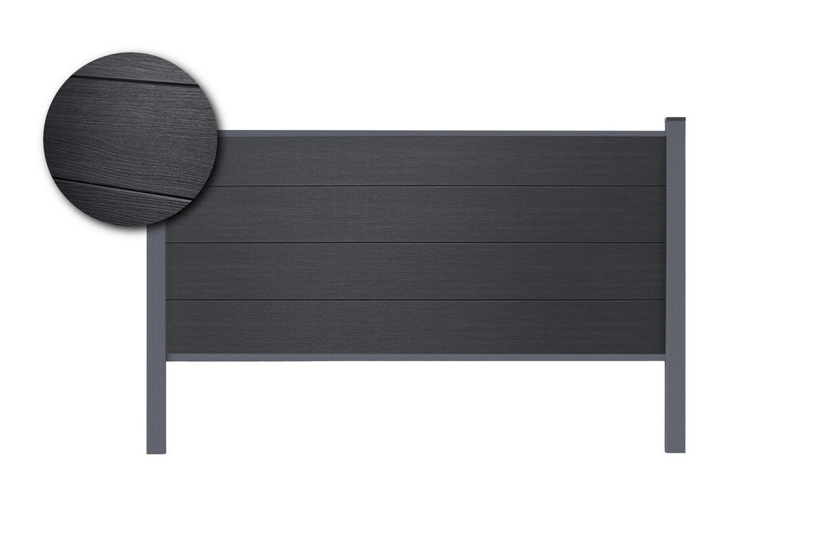 VERBUNDZAUN 10 m STOCKHORN H. 90 cm zum Einbetonieren, grau - Grau, Holzwerkstoff (200/90cm) - Casanoov