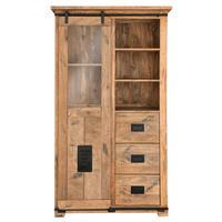 VITRINE Florenz Mango Vintage 100 x 45 x175 cm - Schwarz/Braun, Holz (100/175/45cm) - Mr. Deko