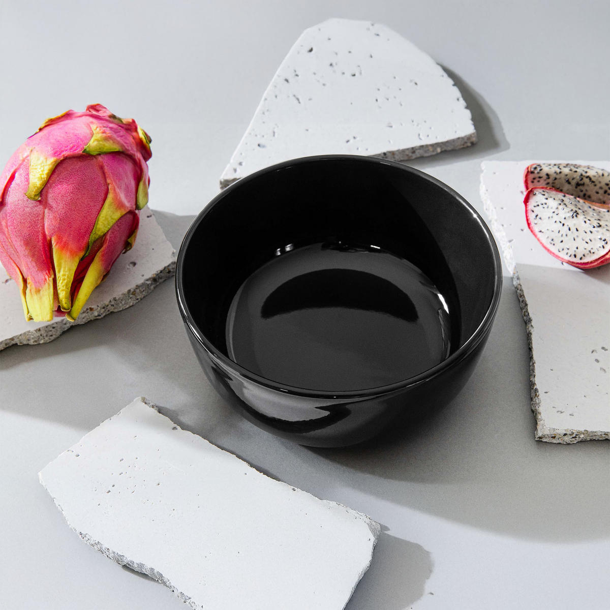 SCHÜSSELL-SET VICTO 6 Personen 6-tlg - Schwarz Hochglanz, Keramik - KONSIMO®