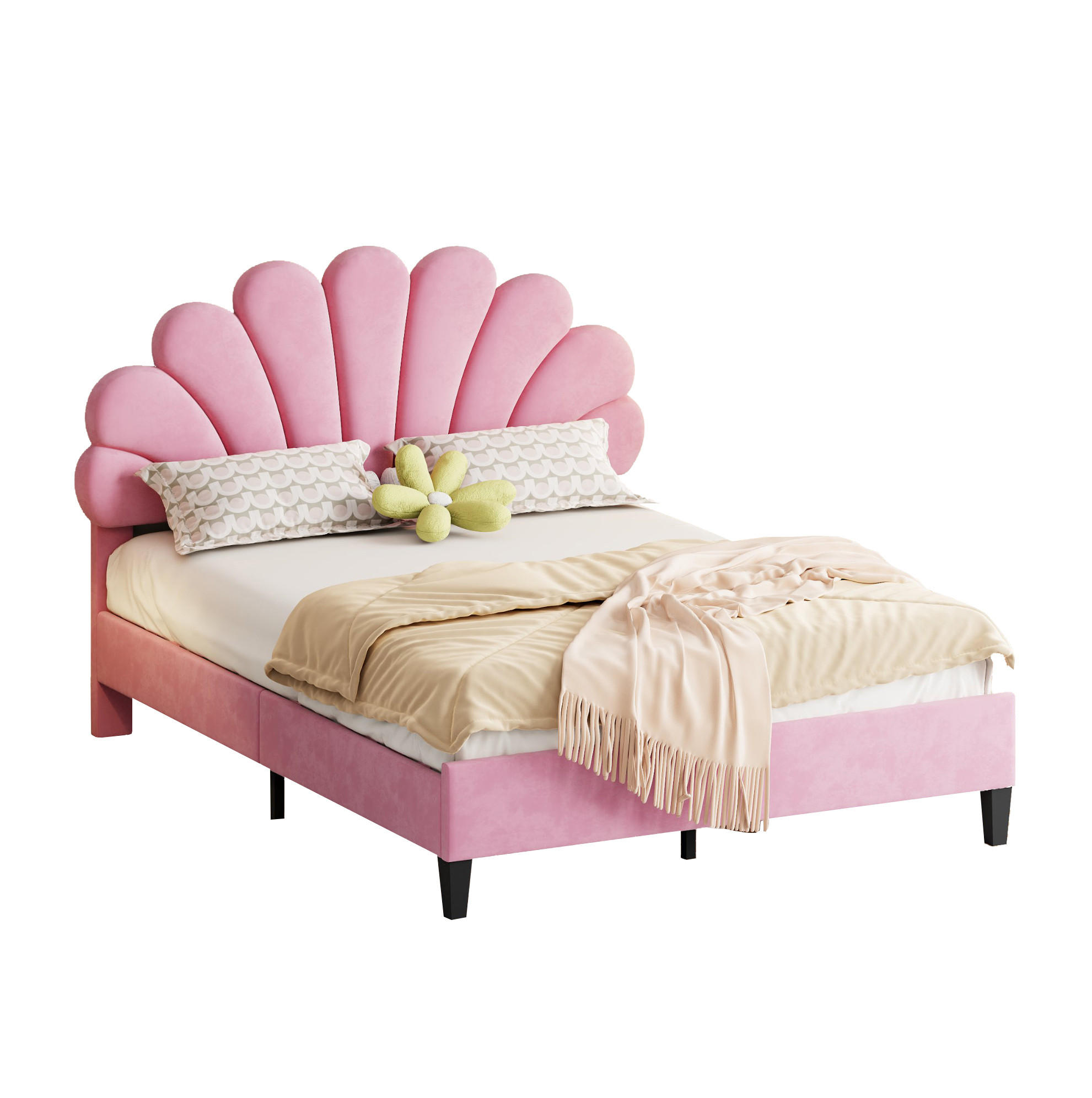 POLSTERBETT 140/200 cm Pink aus Samt mit Lattenrost - Rosa, Textil (140/200cm) - OKMYHOME