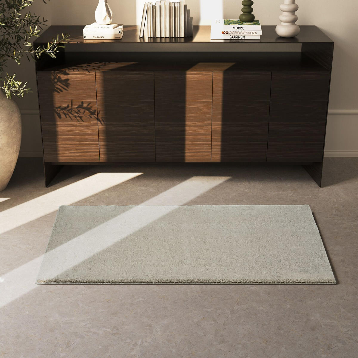 KURZFLORTEPPICH Soft Zone, rutschfeste Unterseite, Sand - Sandfarben, Textil (150/80cm) - tectake