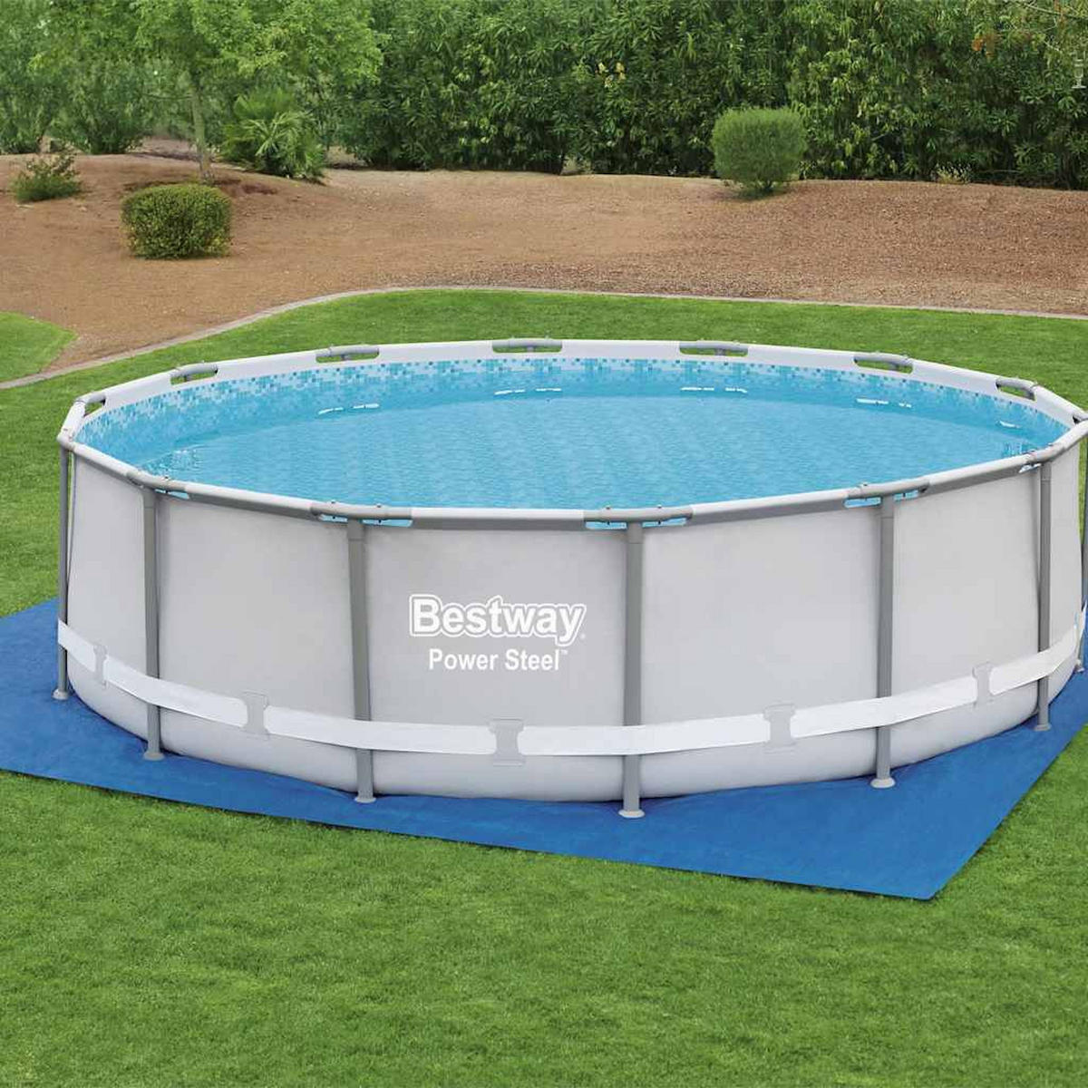 POOL-BODENPLANE BESTWAY Flowclear 488/488 Cm - Blau, Kunststoff (488/488cm) - Bestway