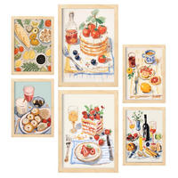 POSTER Set Mit 6 Nachspeisen In Foodies A3 & A4 Rahmen Aus Hellem Holz - Beige, Papier (29/3cm) - Nacnic
