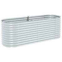 RUNDES Hochbeet für Garten BLUMO | Verzinkter Stahl | 240x80x81cm, Silber - Silberfarben, Metall (240/81/80cm) - DELUKE