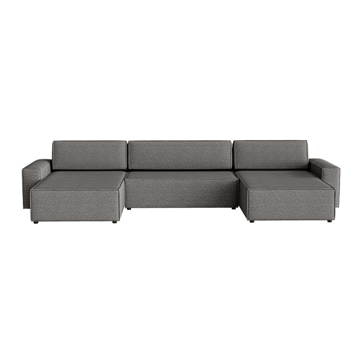 WOHNLANDSCHAFT Lummo U mit Schlaffunktion, Graphit - Graphitfarben, Textil (386/70/185cm) - Fedve