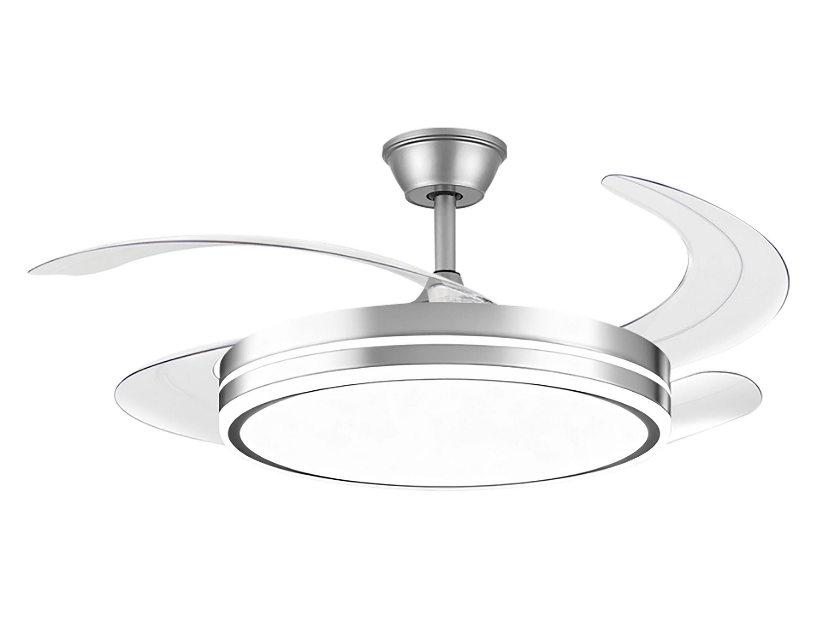 LED-DECKENLAMPE Plata mit integriertem Ventilator 60 W - Silberfarben, Kunststoff (45/107/107cm) - Purline