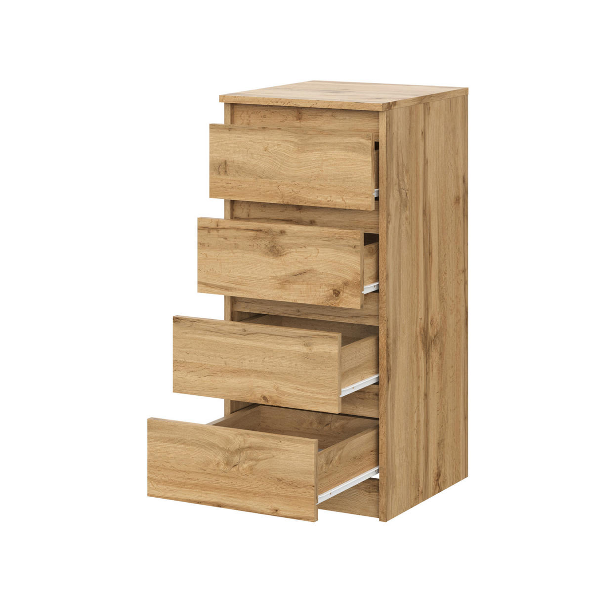 SIDEBOARD SOLA KOM2-4S Schubladen Eiche Wotan - Eiche Wotan, Holzwerkstoff/Kunststoff (40/90/43cm) - Komodee