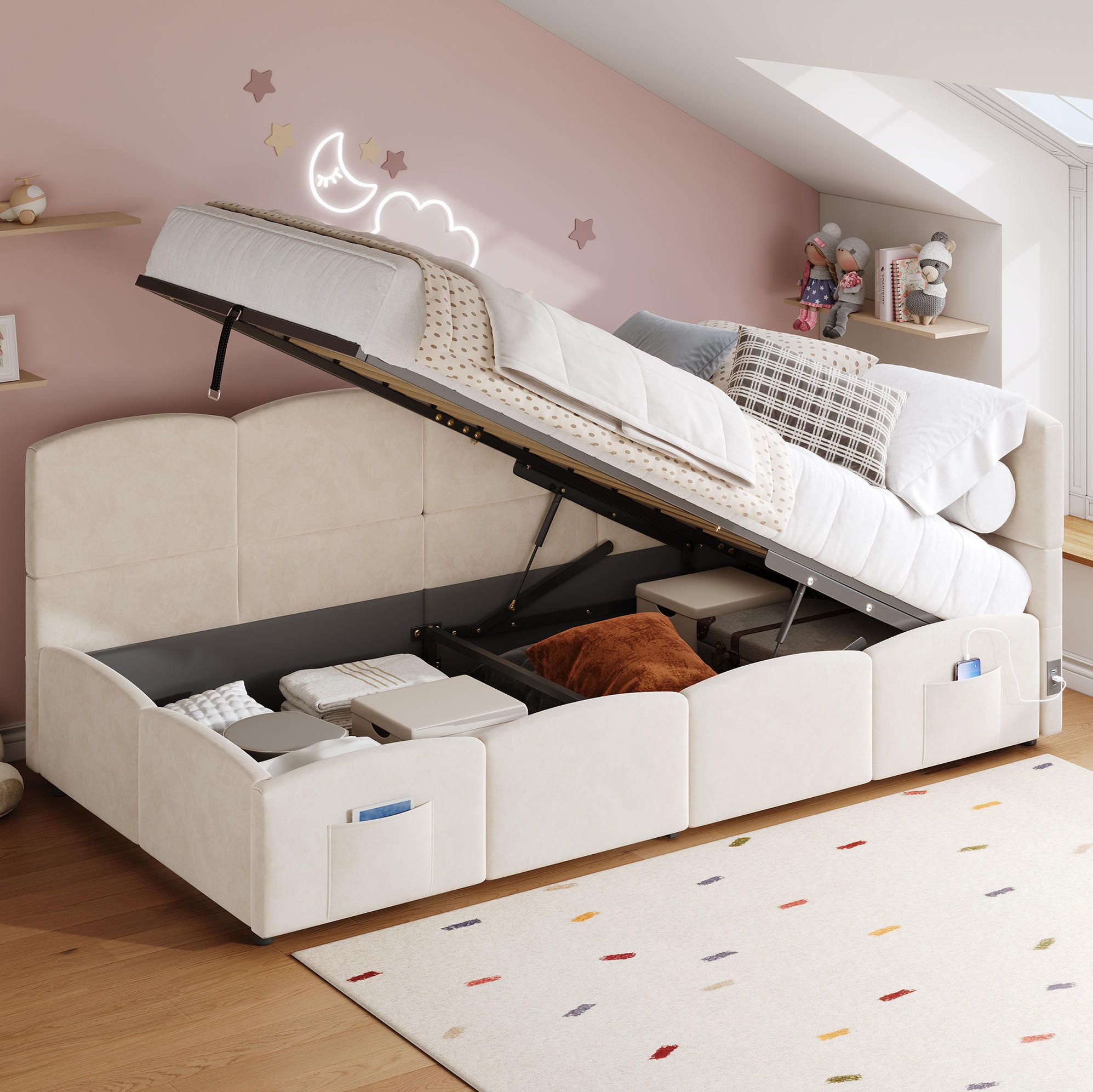 Okmyhome Polsterbett Beige