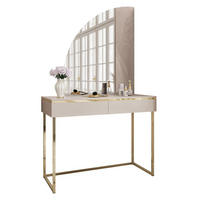 SCHMINKTISCH AURORA-Q GOLD auf goldenem Gestell mit links Spiegel - Kaschmir/Goldfarben, Holzwerkstoff/Metall (102/174/44cm) - Lookway
