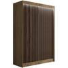 KLEIDERSCHRANK mit LED, Lamel-Schiebetüren VILANv2 - 150 cm Eiche Kraft + Lamelle Eiche Wotan - Hellbraun/Eiche Wotan, Holzwerkstoff (150/215/61cm) - ALTDECOR