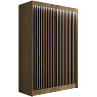 KLEIDERSCHRANK mit LED, Lamel-Schiebetüren VILANv2 - 150 cm Eiche Kraft + Lamelle Eiche Wotan - Hellbraun/Eiche Wotan, Holzwerkstoff (150/215/61cm) - ALTDECOR