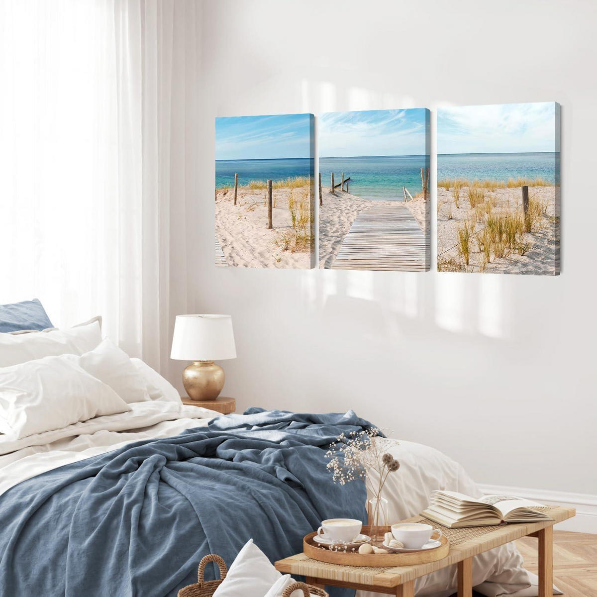WANDBILD 3-teiliges Set Strandmotiv 30x40 cm - Blau, Textil (30.8/0.5cm)