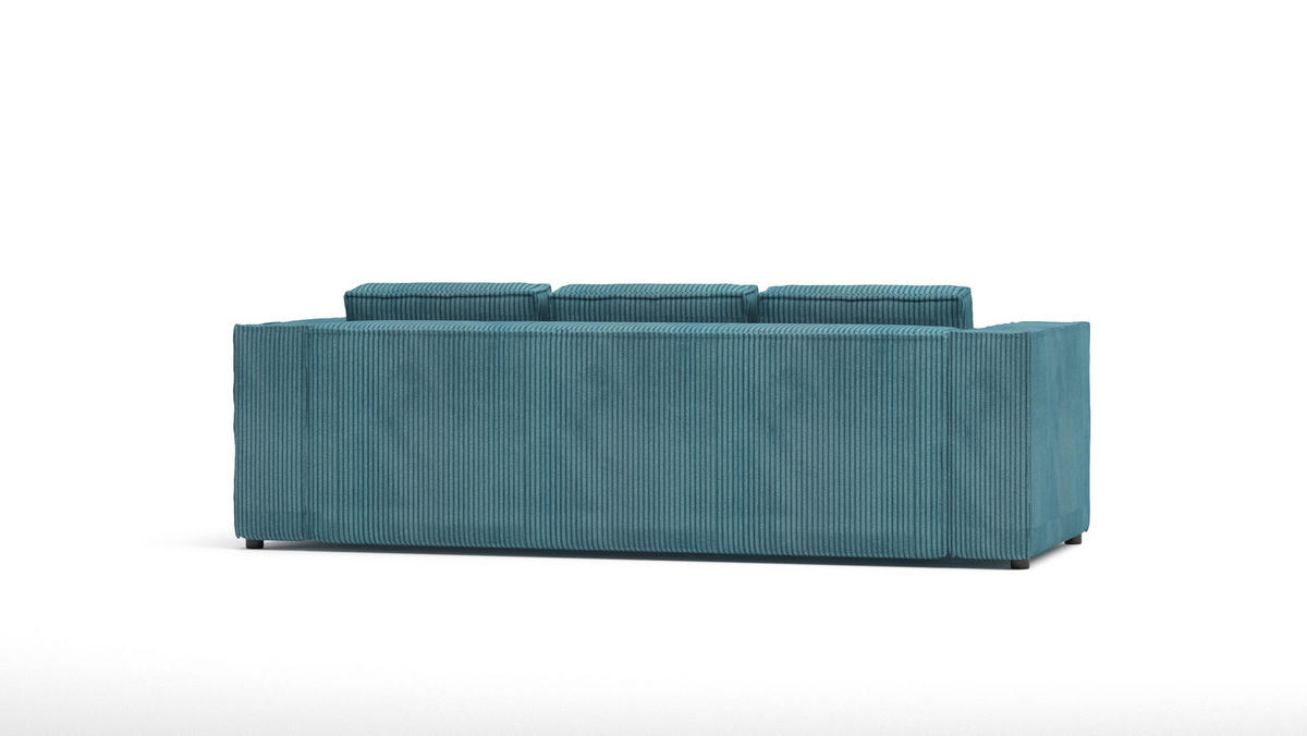 3-SITZER-SOFA Nova Türkis Cord - Türkis/Schwarz, Holz/Kunststoff (230/64/92cm) - S-Style Möbel