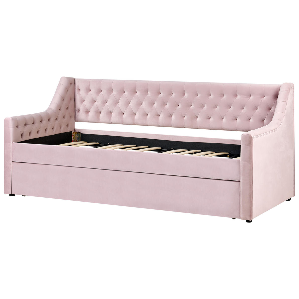 TAGESBETT 90/200cm Rosa Montargis - Pink, Textil (90/200cm) - Beliani