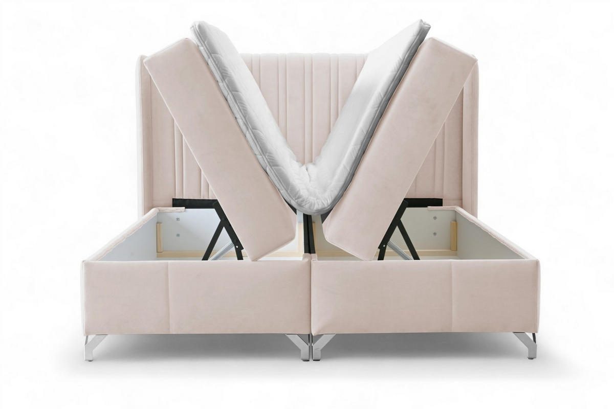 BOXBETT Damien - Creme, Holzwerkstoff/Textil (120/200cm) - Fun Möbel