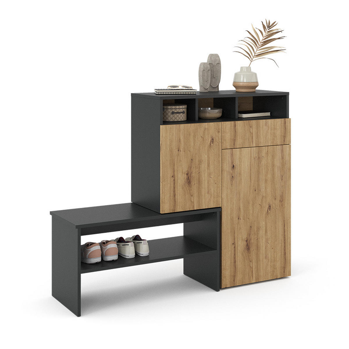 SCHUHSCHRANK Selena Grau 124.5 x 102 cm - Grau, Holzwerkstoff (124.5/102/35cm) - Vicco
