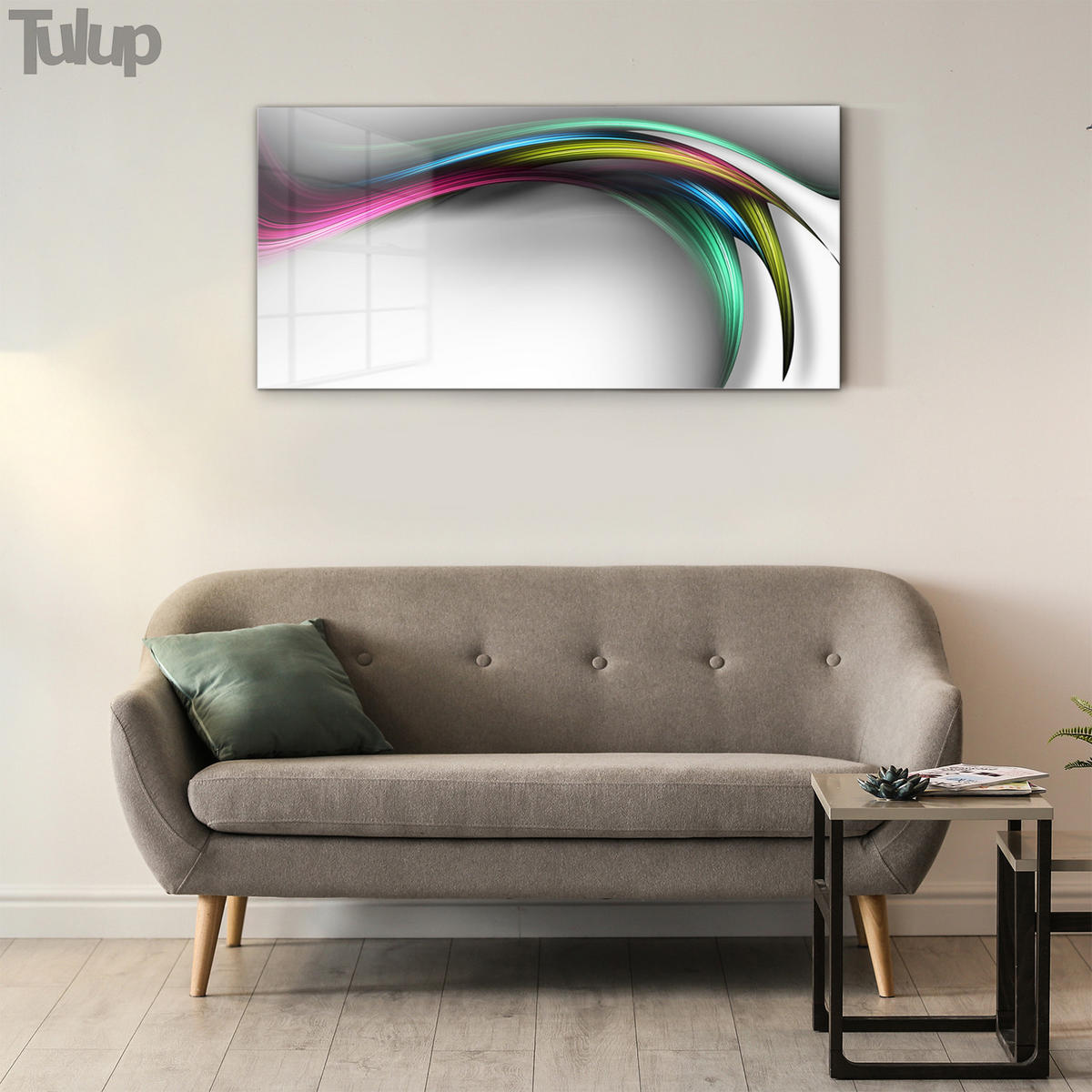 GLASBILD 100x50 cm Linienkunst - Pink, Glas (100/50cm) - TULUP