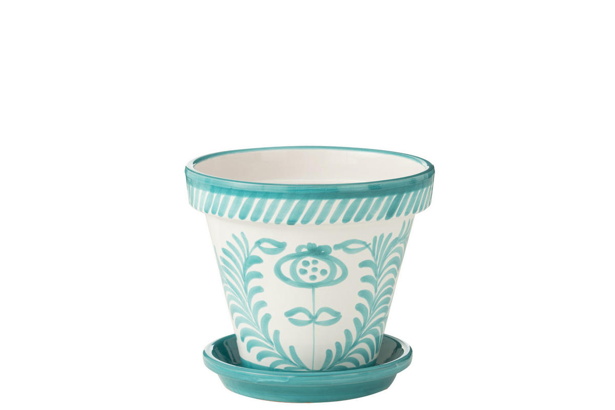 BLUMENTOPF GRANADA PATTERN - Töpferei - Aqua - L - Ø 35 cm - Multicolor, Keramik (35/33cm) - J-Line