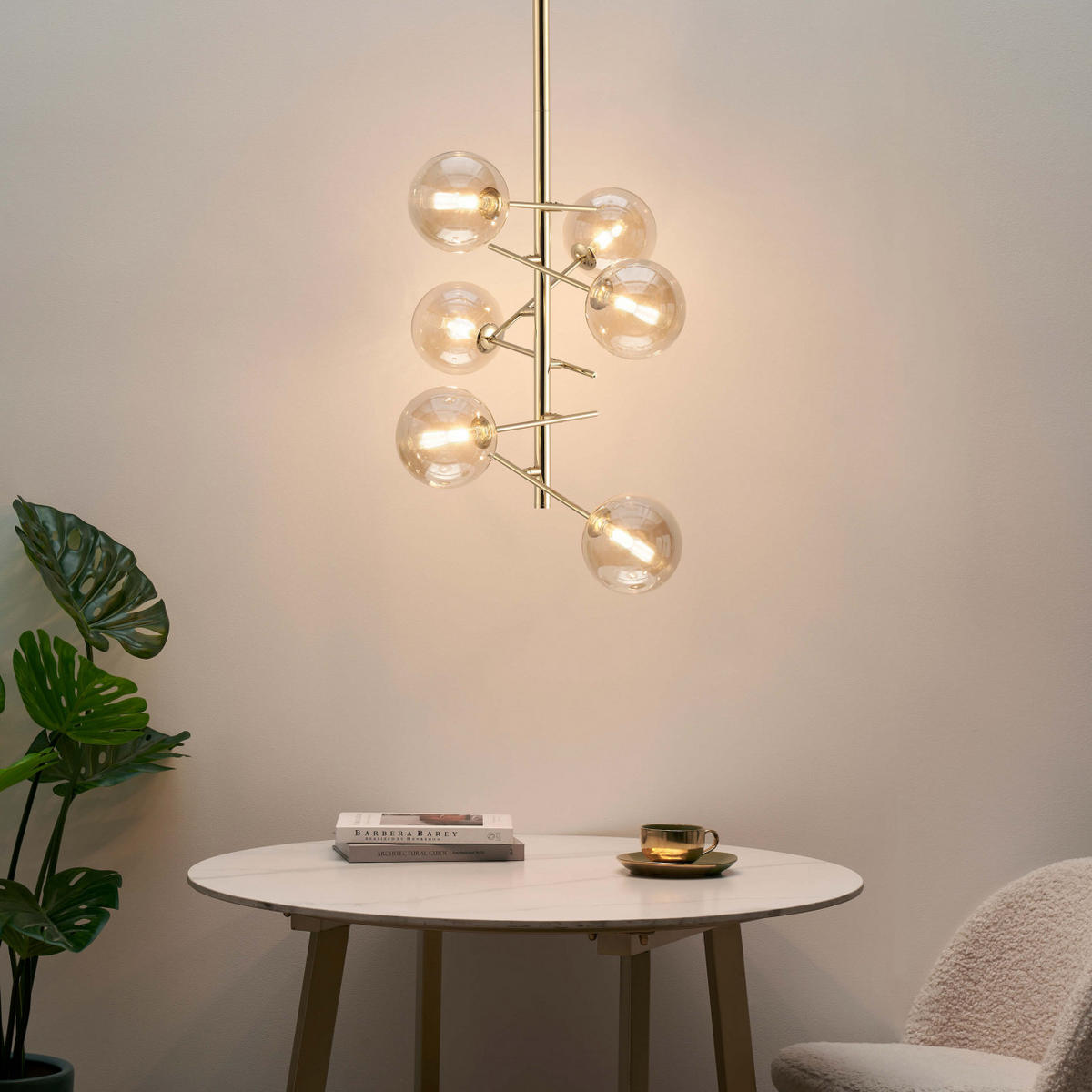 HÄNGELEUCHTE Onolia, Gold / Messing, 81cm - Goldfarben, Glas (63/63/81cm) - KOSILUM