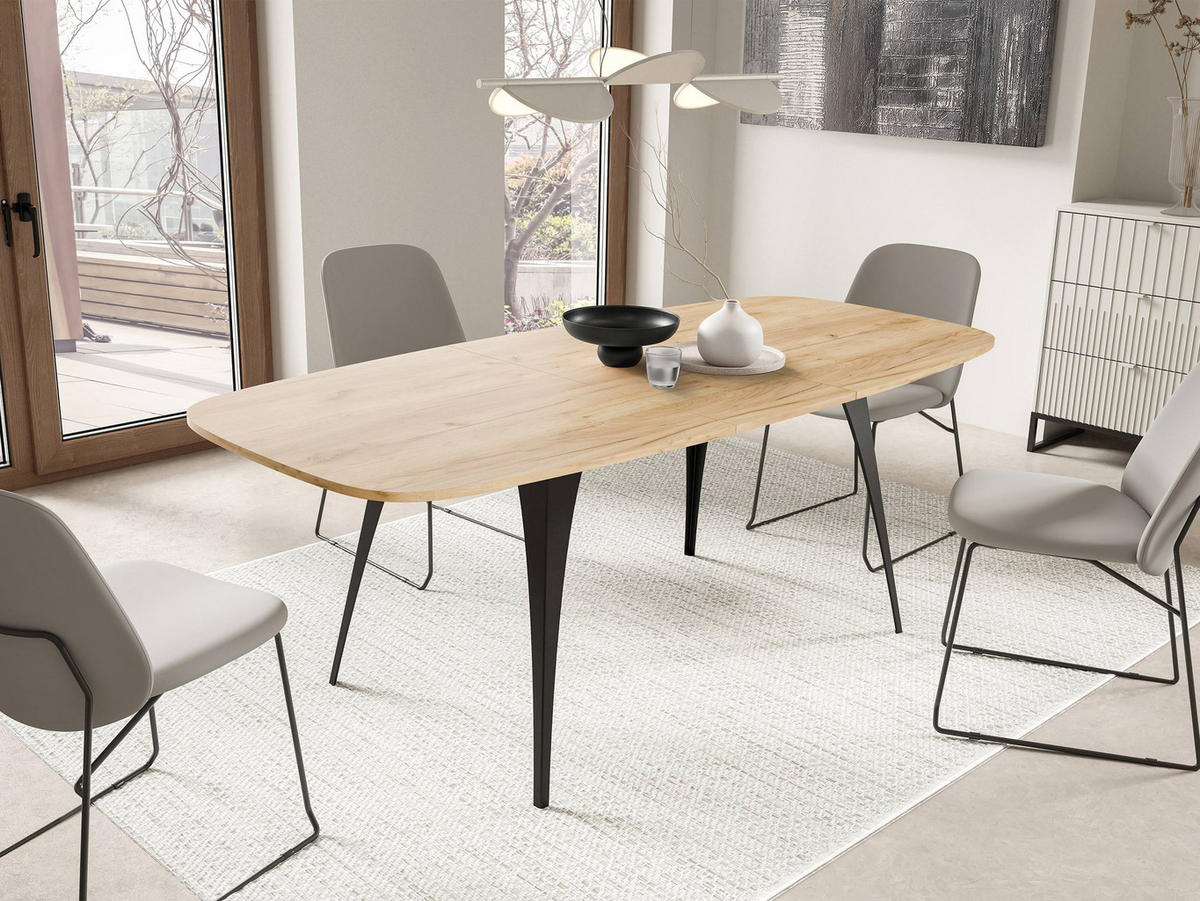 ESSTISCH Aura 160 - Eichefarben/Schwarz, Holzwerkstoff/Metall (90/160/76cm) - MIRJAN24