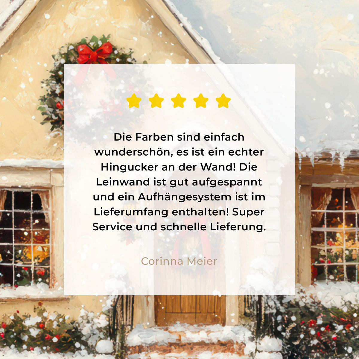 LEINWANDBILD Weihnachten - Zuhause - Winter - Schnee 30x40 cm - Creme, Textil (30/40cm) - MuchoWow