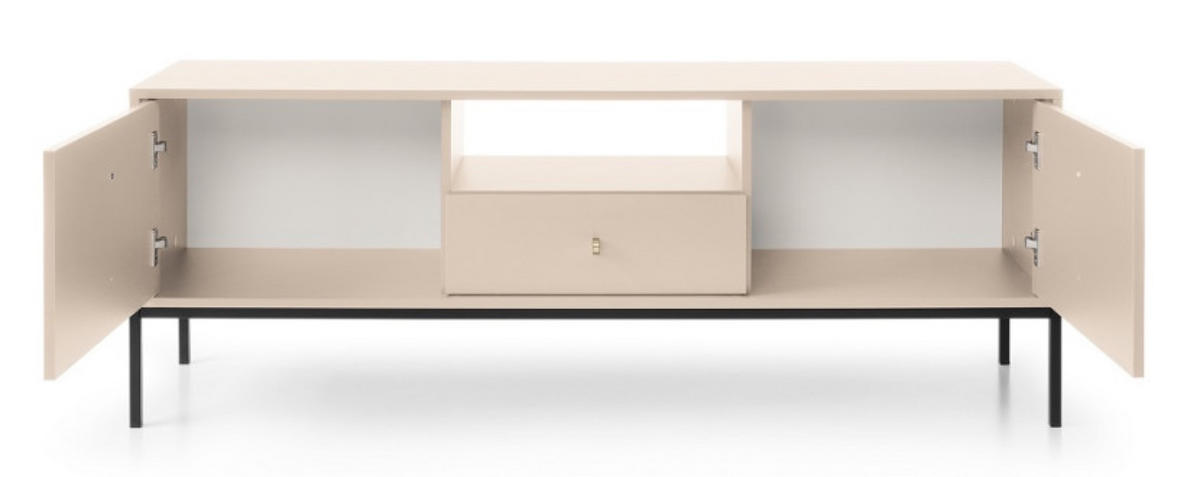 TV-LOWBOARD Beige Monako Mit Schwarzem Gestell - Beige, Holzwerkstoff (153.4/56.2/39cm) - Sepro Meble