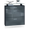 SCHUHSCHRANK Malea Front in Grau Hochglanz - Grau, Holzwerkstoff (89/96/23cm) - Vladon