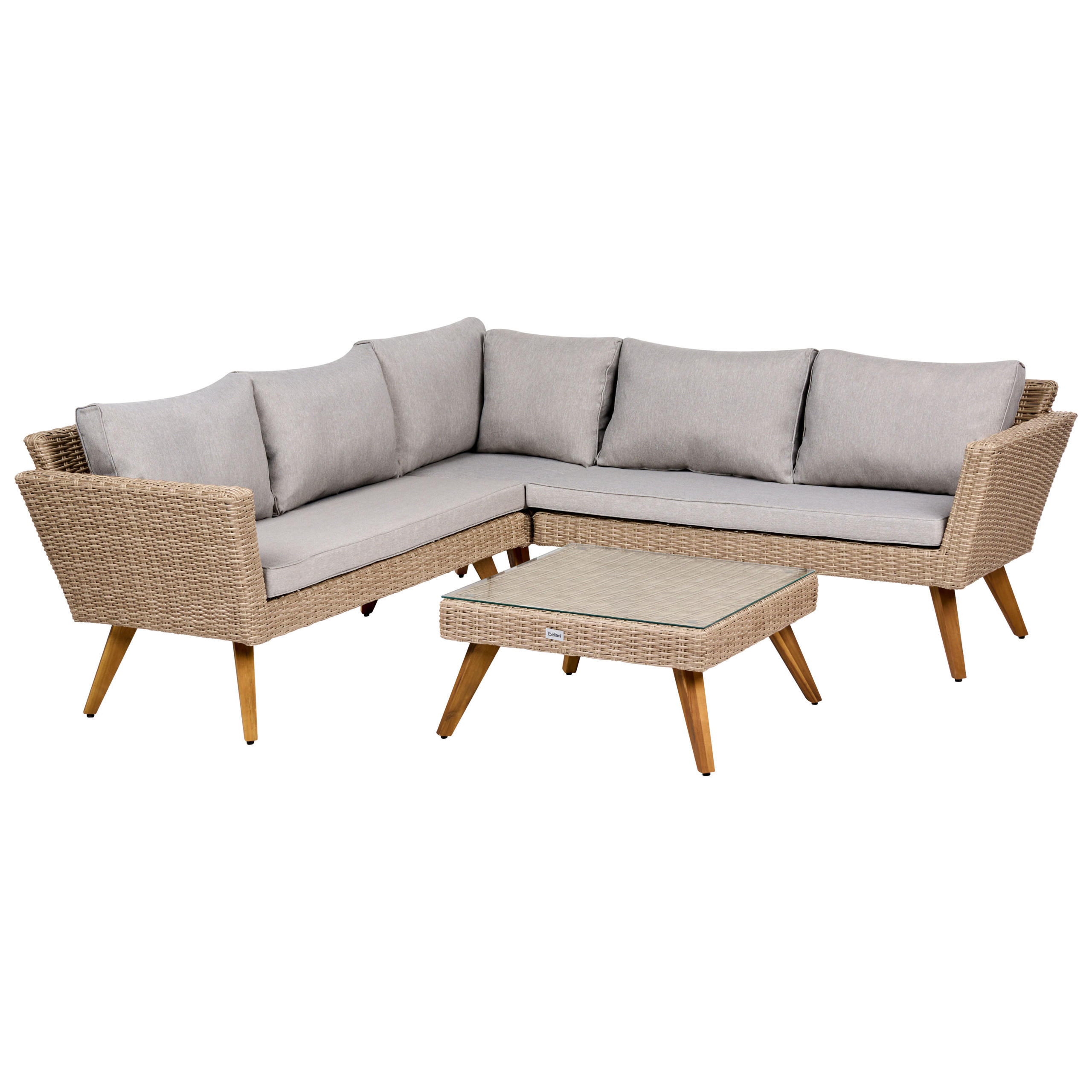 GARTEN-ECKSOFA mit Tisch 6-Sitzer Polyrattan Grau Vittoria - Dunkelgrau/Braun, Kunststoff - Beliani