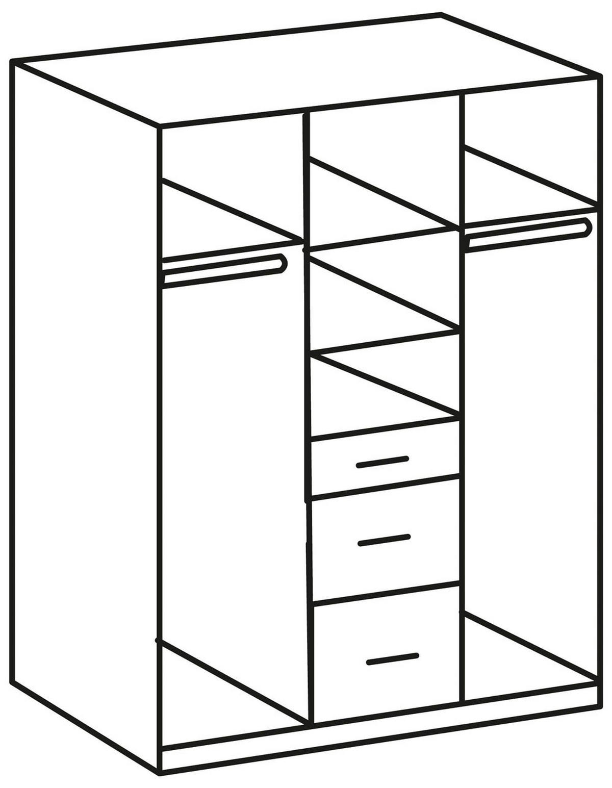 KLEIDERSCHRANK Click Plankeneiche / weiß 135 / 58 / 199cm - Eichefarben/Weiß, Holz/Holzwerkstoff (135/199/58cm) - Wimex