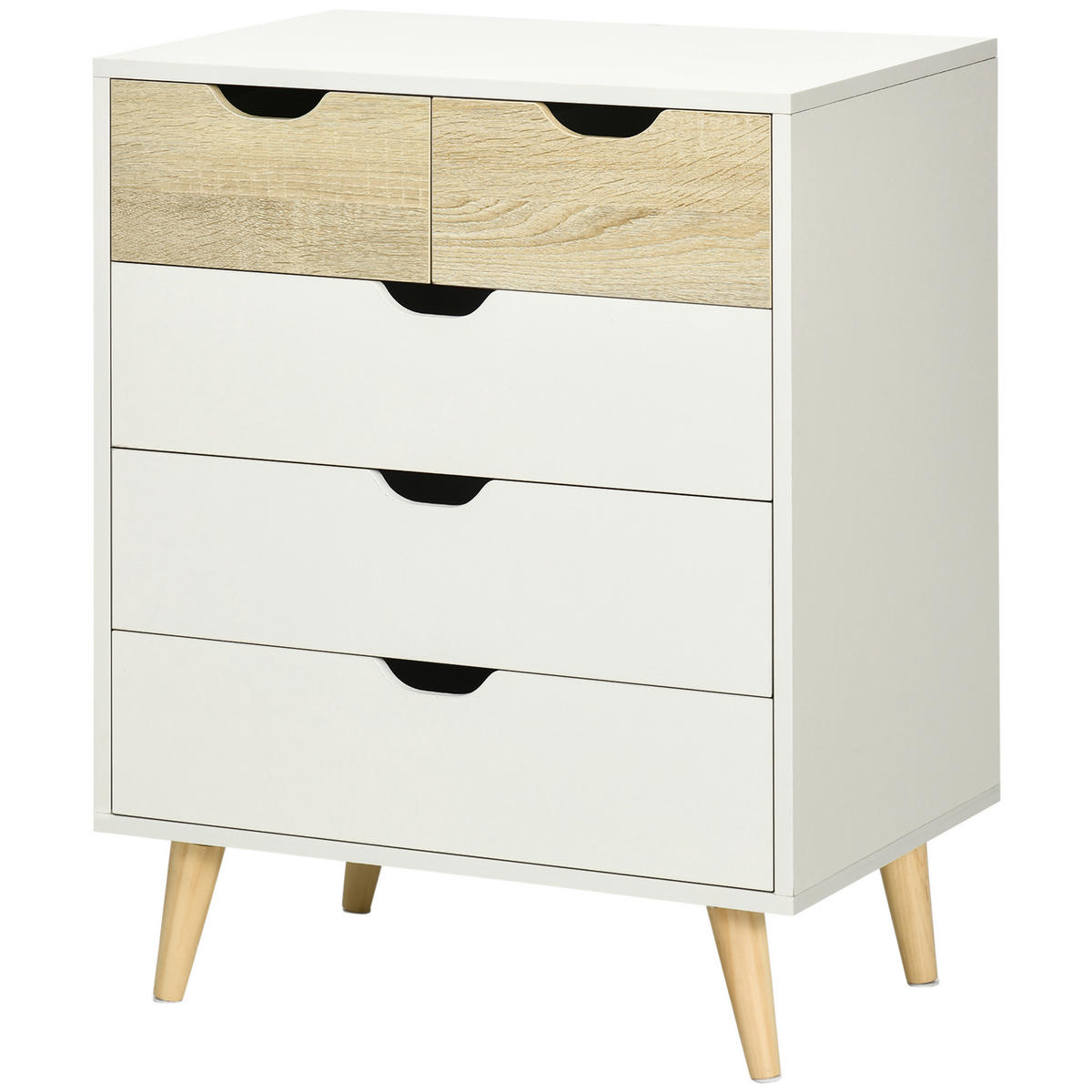 KOMMODE Weiß Eichefarben 60/40/77,5 cm - Weiß, Holzwerkstoff (60/77.5/40cm) - PANGIVO
