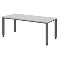 SCHREIBTISCH Serie-Q Gestell: Graphit 80/180/74 cm in Grau - Grau, Holzwerkstoff (80/180/74cm) - bümö