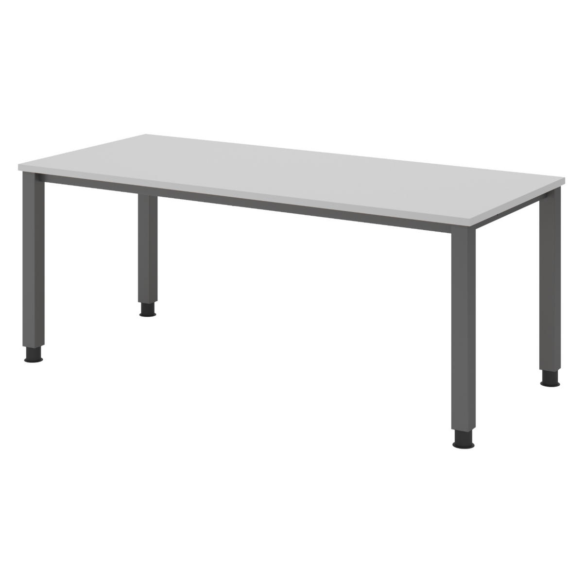 SCHREIBTISCH Serie-Q Gestell: Graphit 80/180/74 cm in Grau - Grau, Holzwerkstoff (80/180/74cm) - bümö