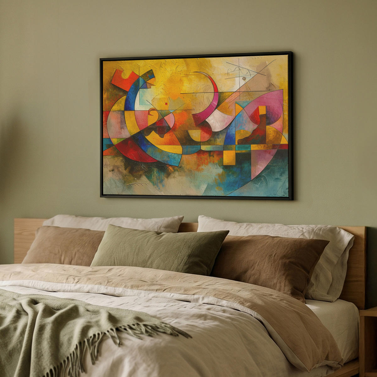 LEINWAND Bilder mit Rahmen - Kunst - Abstrakt - Modern - 80x60 - Gelb, Textil (80/60cm) - MuchoWow
