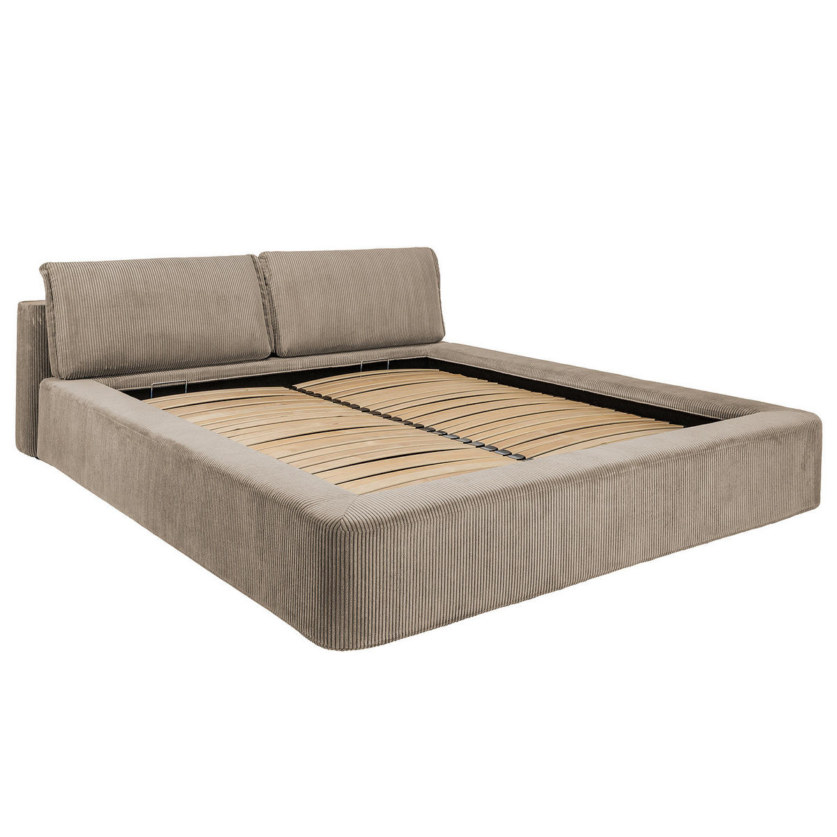 POLSTERBETT - Taupe, Eichenholz/Holz (180/200cm) - home24