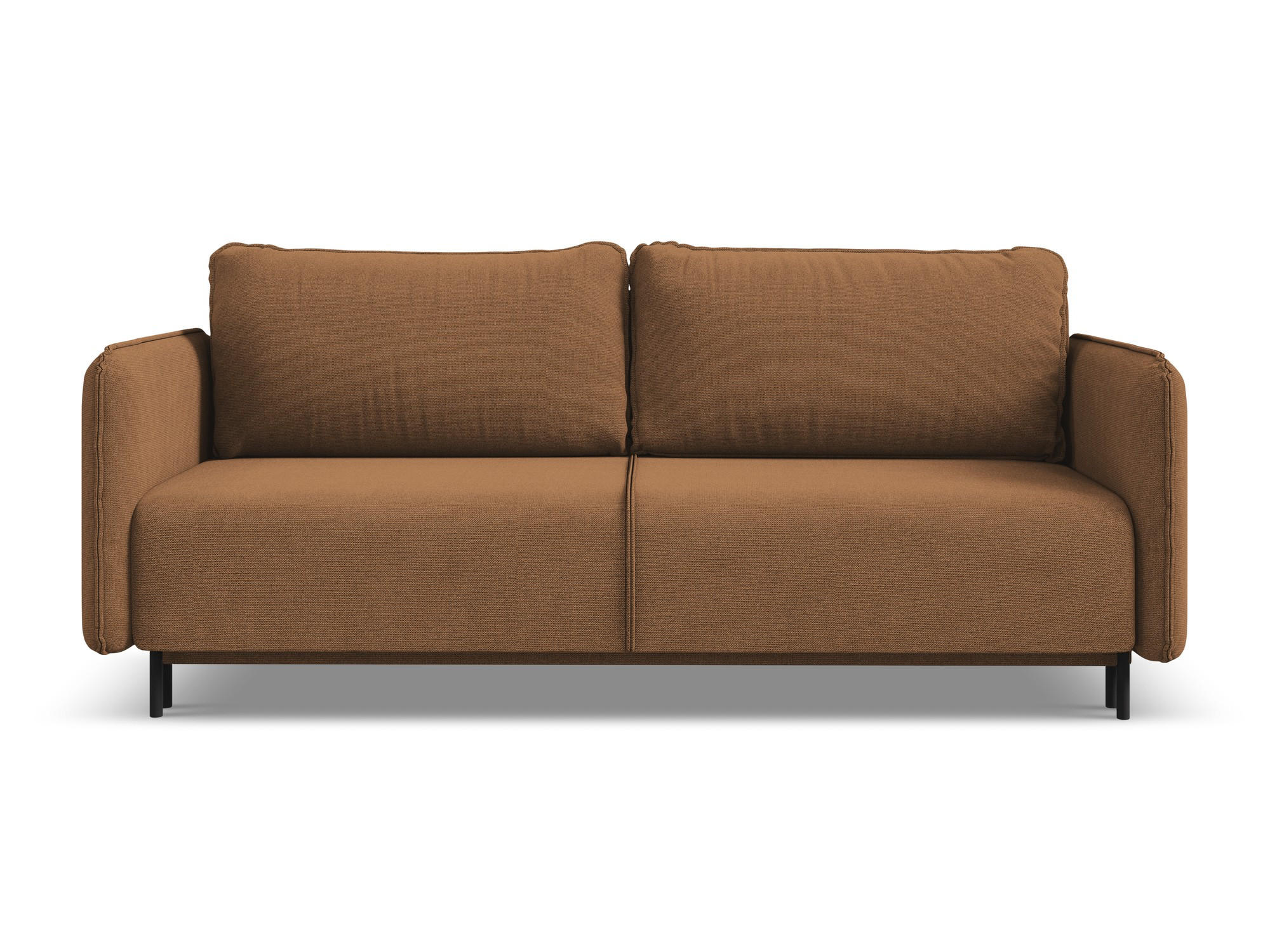 3-SITZER SOFA mit Schlaffunktion Strukturstoff Stoff Orange - Terra cotta/Schwarz, Holz/Textil (226/90/92cm) - Makamii