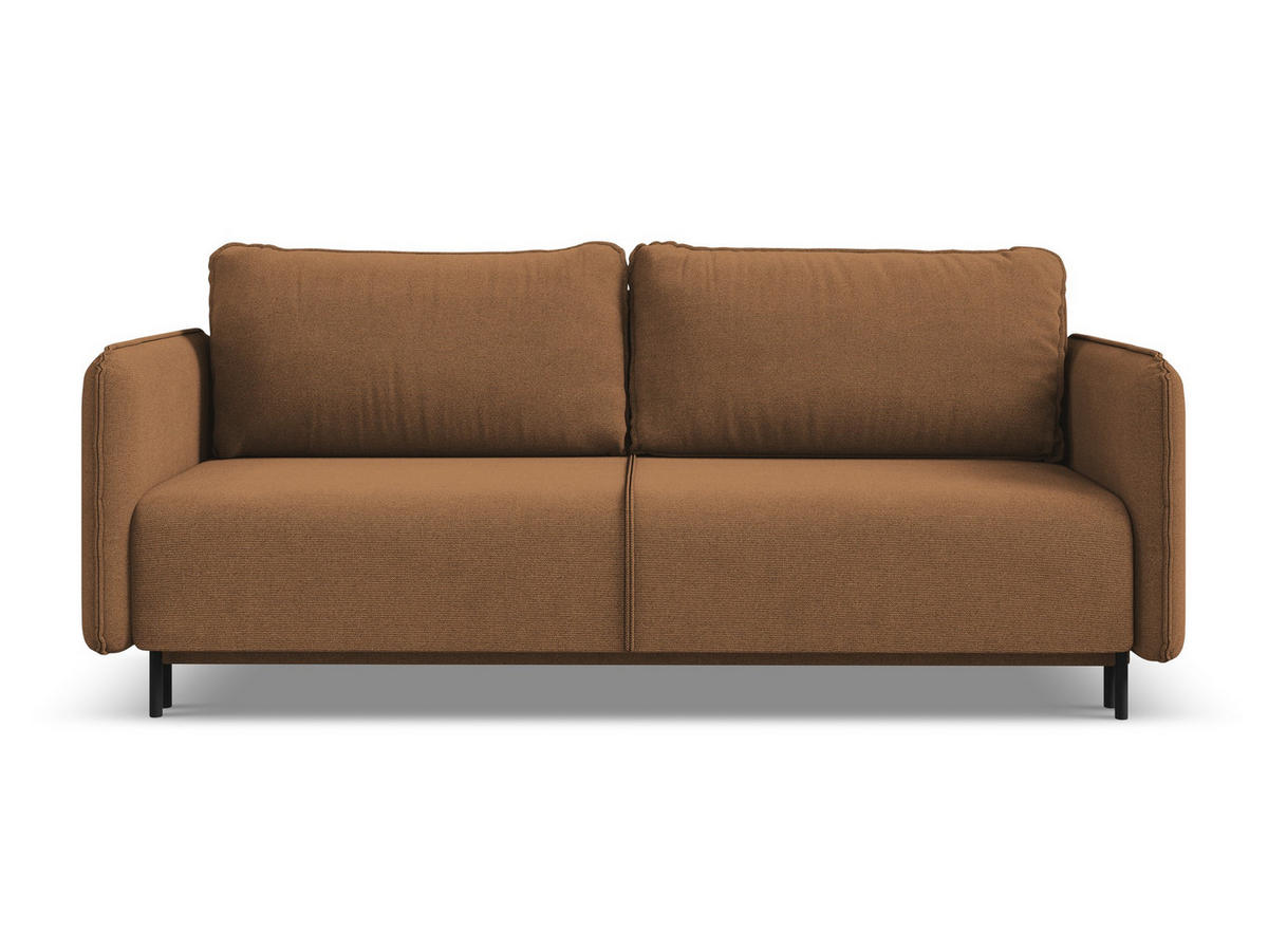 3-SITZER SOFA mit Schlaffunktion Strukturstoff Stoff Orange - Terra cotta/Schwarz, Holz/Textil (226/90/92cm) - Makamii