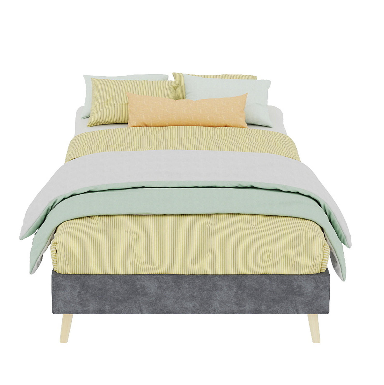 POSTEĽ 90/200 cm sivá bez čela z látky a kovu s úsporným riešením do menšej spálne - sivá, textil (90/200cm) - OKWISH
