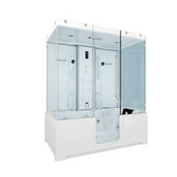 BADEWANNE mit Tür Dusche K88-WS-EH-B-SC-EA - Weiß, Glas/Kunststoff (100/228/180cm) - AcquaVapore by Sandra Jentho