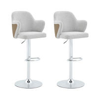 BARHOCKER 2er-Set höhenverstellbar drehbar Stoff Grey+Brown - Grau, Metall (37.6/118/45.1cm) - Meubliv