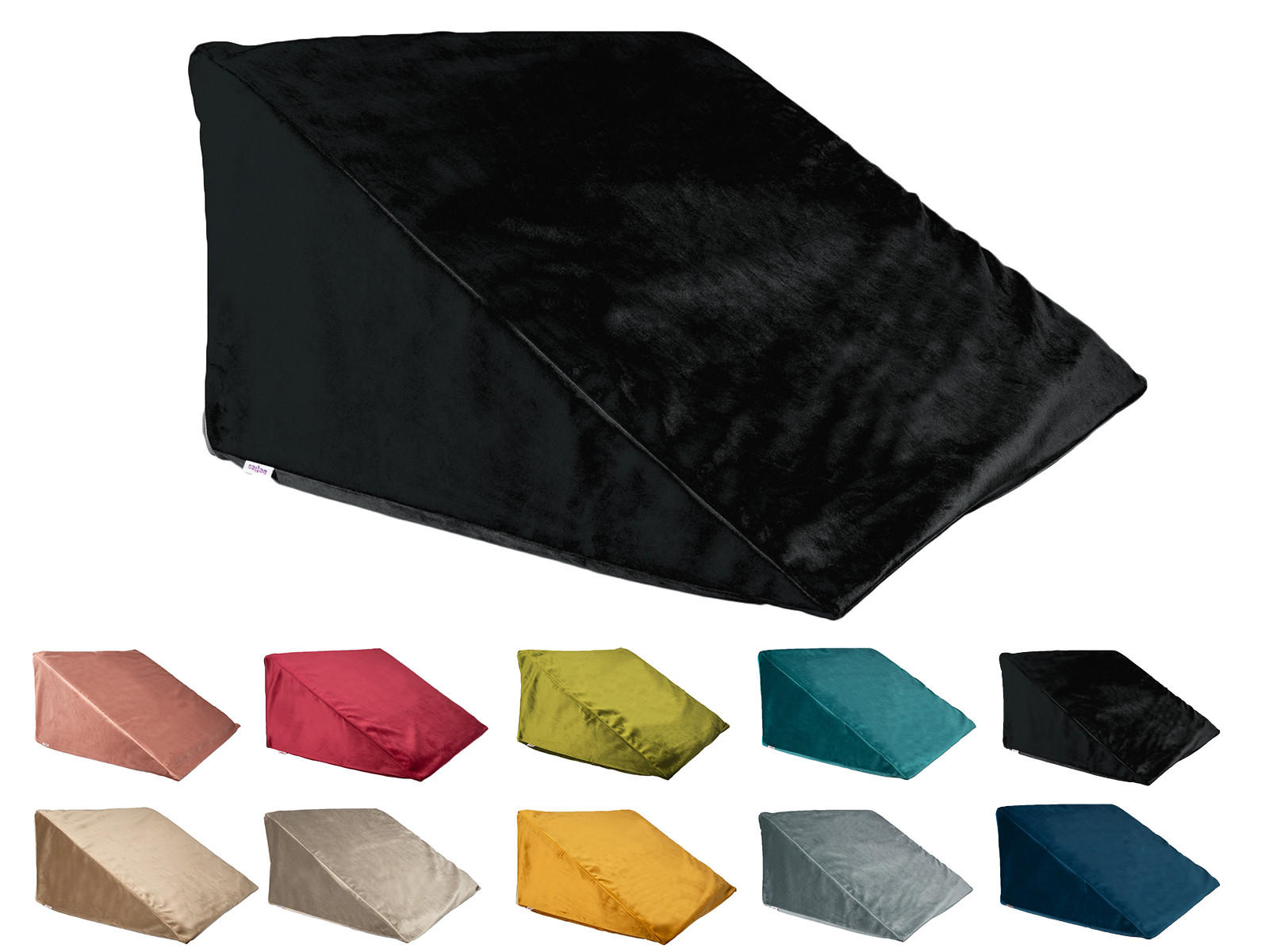 KEILKISSENHÜLLE Samt&Sonders schwarz 62/49/30 cm - Schwarz, Textil (49/62cm) - beties Heimtextil