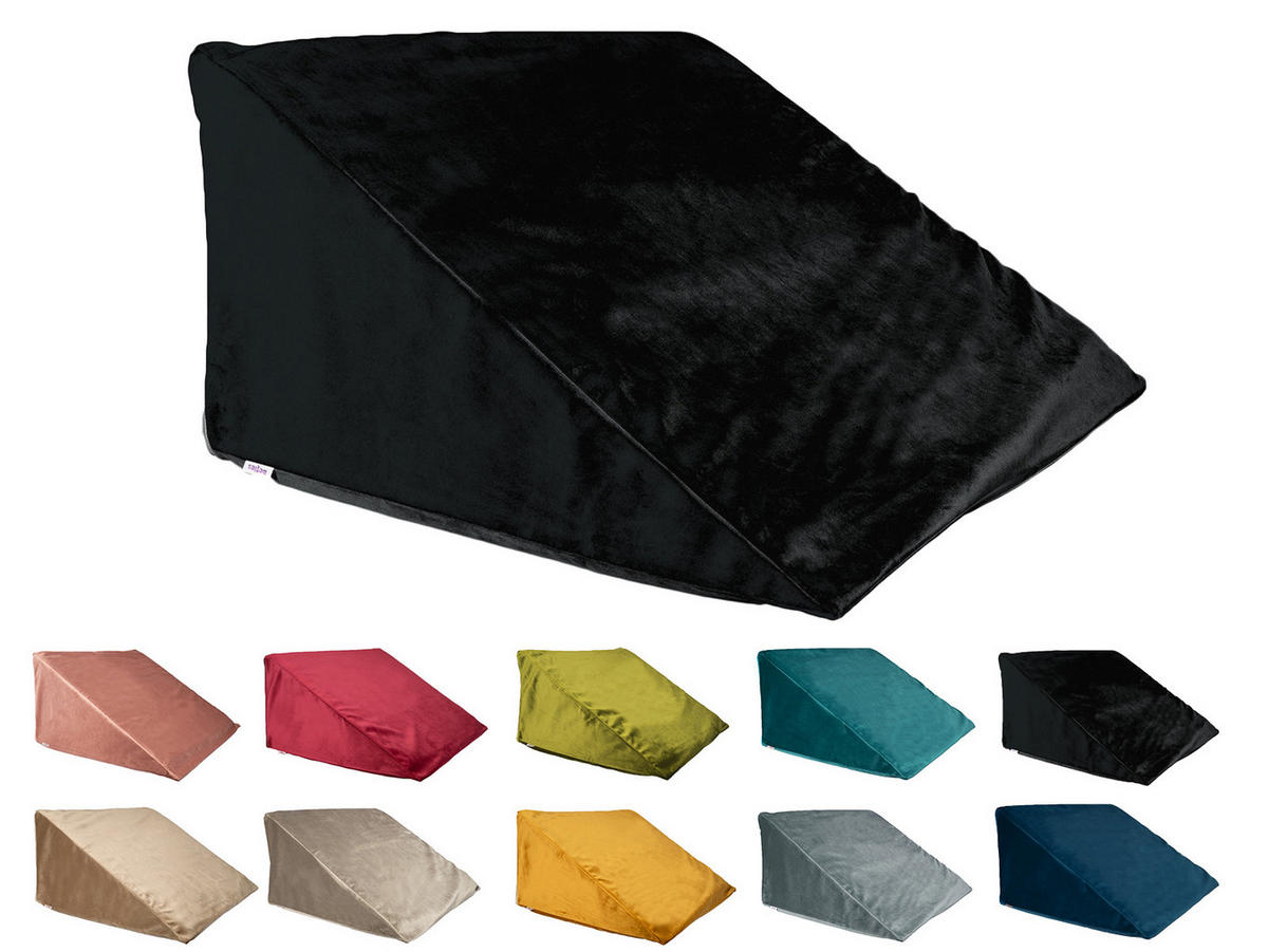 KEILKISSENHÜLLE Samt&Sonders schwarz 62/49/30 cm - Schwarz, Textil (49/62cm) - beties Heimtextil